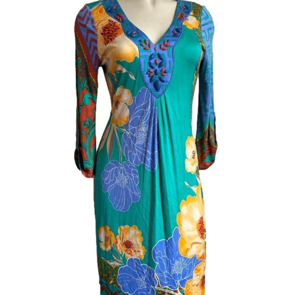 Hale Bob Floral beaded dress SMALL